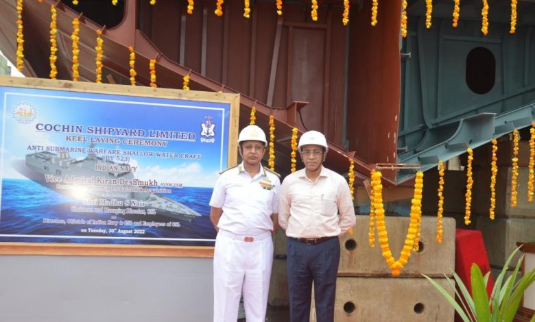 Keel laid for the first warship of the ASW SWC Project being constructed at CSL, Kochi